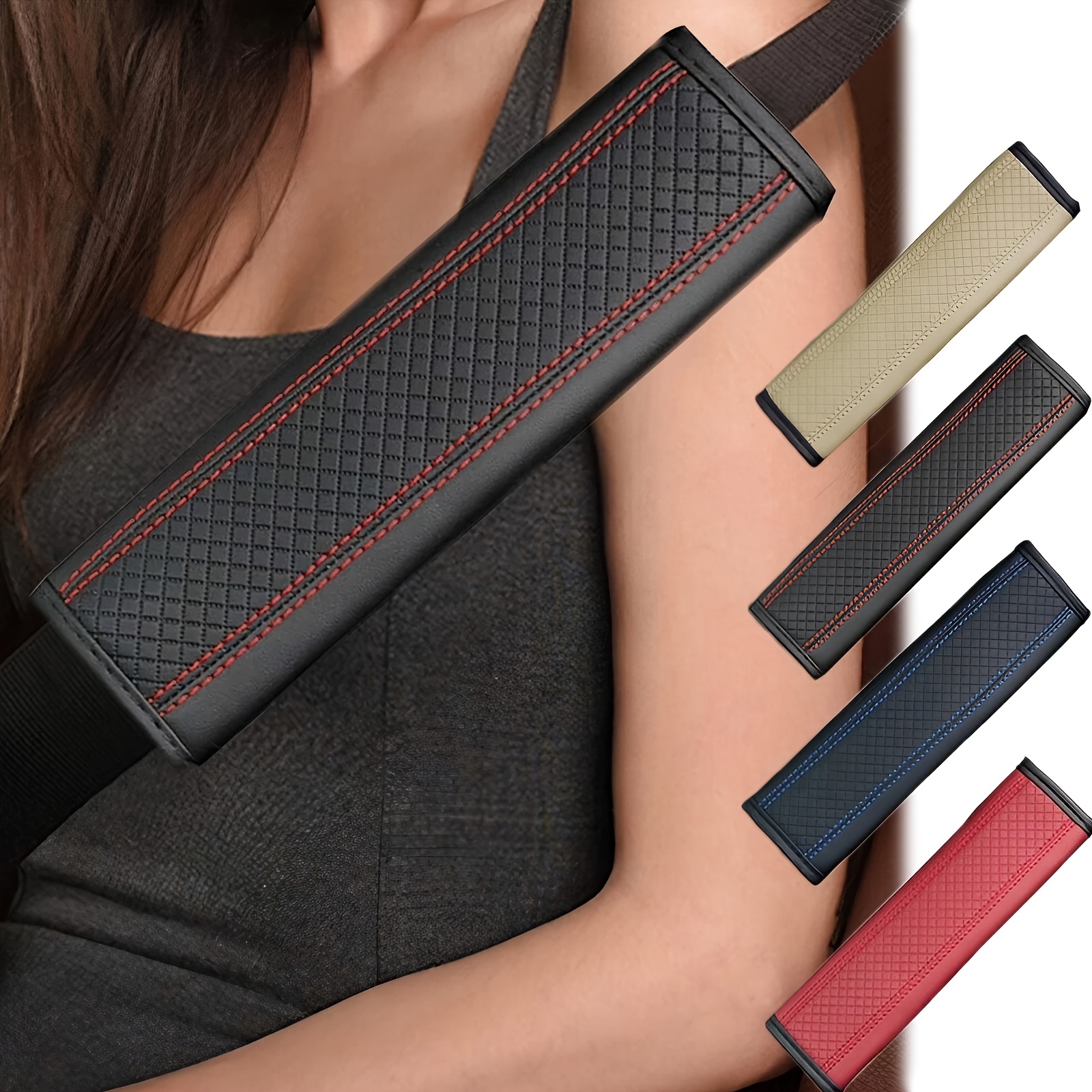 

Stonego Car Accessory Seat Belt Cover, Breathable Leather Shoulder Pad, Seat Belt Protector, Comfortable Seat Belt Cushion, Suitable For Adults And Children Automotive Interior Accessories.