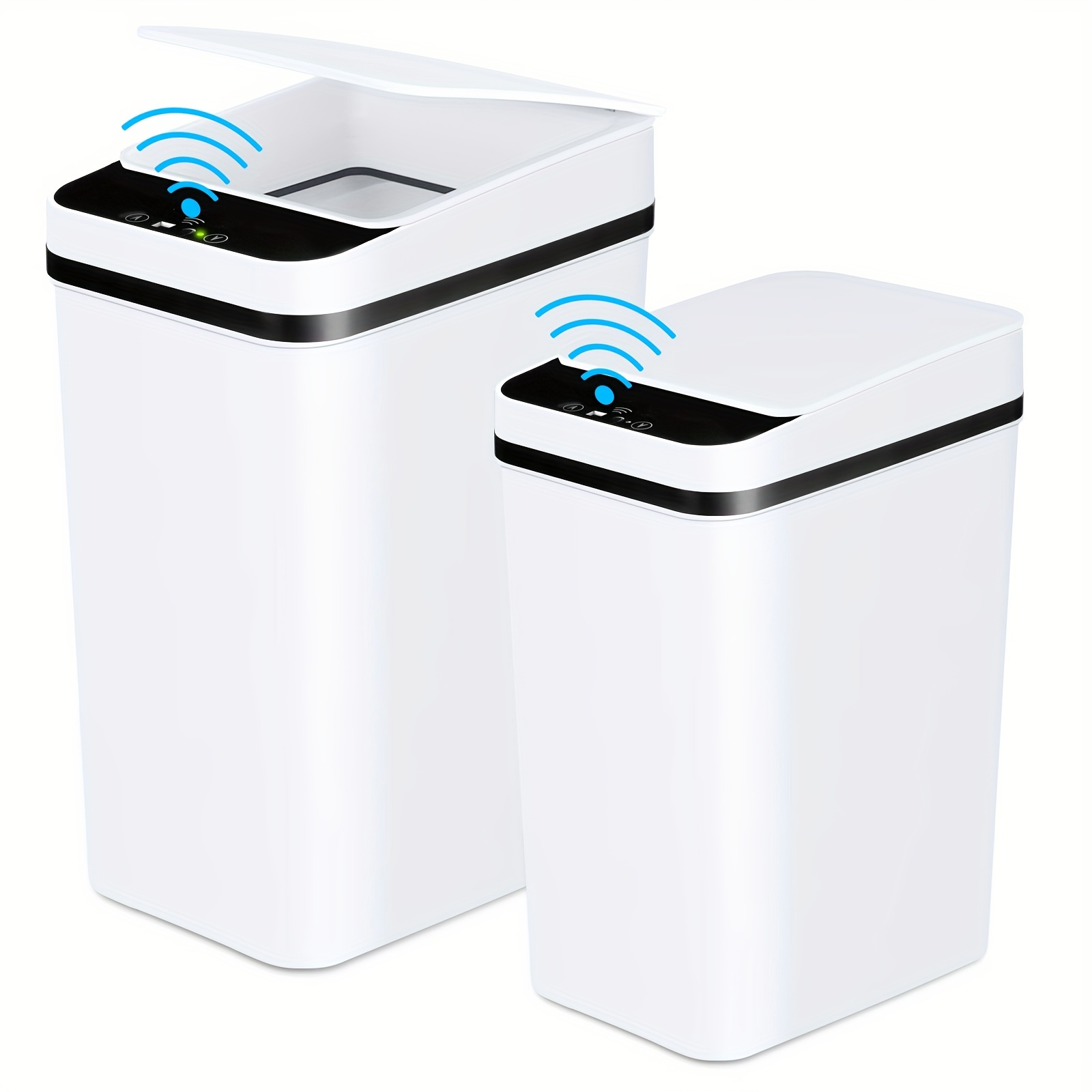 

2 Pack 2.2 Gal & 4 Gal Bathroom Trash Cans With Lid Touchless Automatic Motion Sensor Small Garbage Can, Smart Electric Narrow Waterproof Garbage Bin For Bedroom Office Kitchen (white)