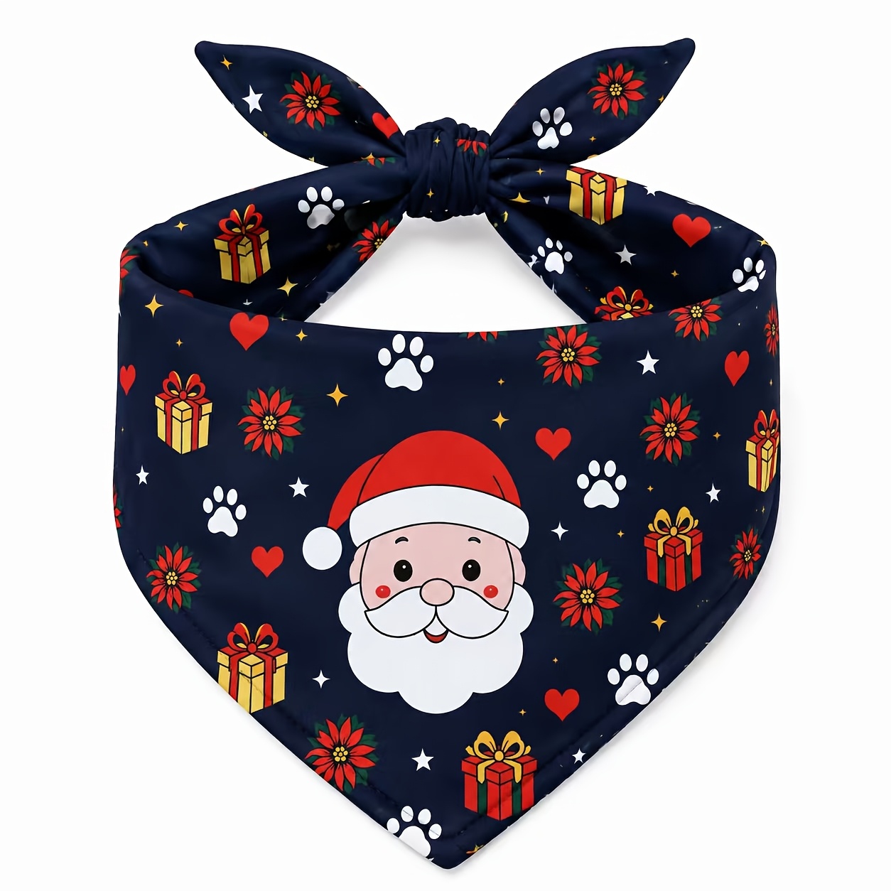 TEMU Dog™ Elderly Pattern Dog Scarf, Cute Holiday Pet Bandana, Adjustable Dog Necktie, Suitable For Small To Large Dogs
