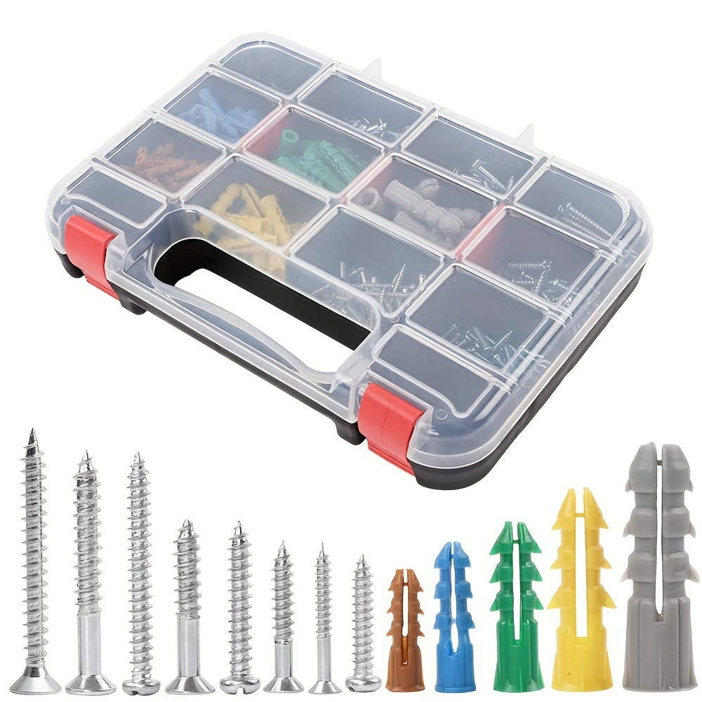 

Superlele 370pcs/740pcs Drywall Anchors, Wall Anchors, Kit With Screws, Includes 5 Different Assorted Size Anchors And Screws, 5 Sizes Wall Plug Bolts Expansion Bolt For Concrete Pciture Hanging