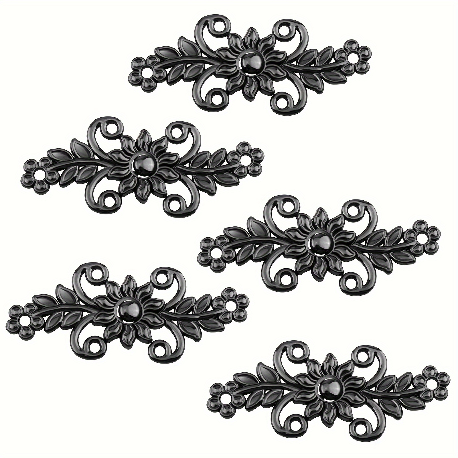 Cardigan Clips, 5 Pairs Retro Chrysanthemum Flower Cape Fasteners Sew On Hooks And Eyes Cardigan Clip Cloak Clasp Fasteners For Sweater Shawl, Gun Black