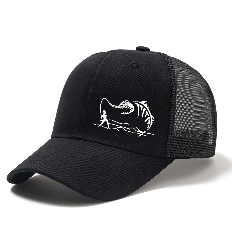 Image of Men's Printed Mesh Baseball Cap Outdoor Vacation Camping Casual Lightweight Adjustable Size Visor Suitable For Men Riding Fishing Truck Driver Dad Hat