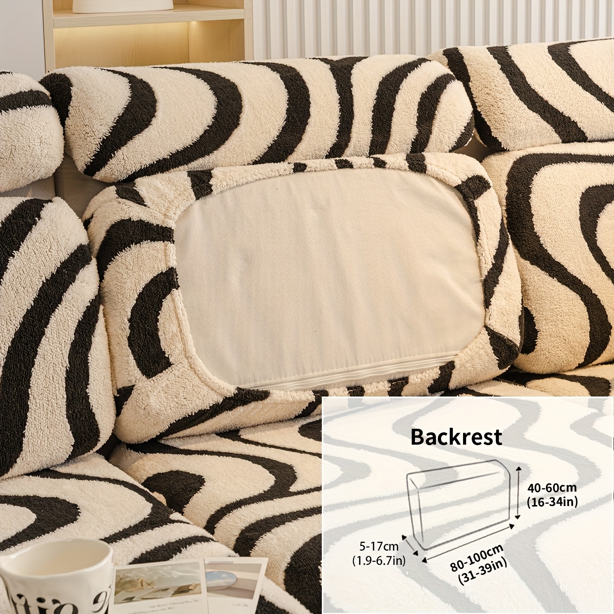 TEMU 1pc Plush Sofa Cover Thickened Winter Warm Short Plush Sofa Protector With Soft Cushioning - Fit For Single/double/triple/ Sofas, Loveseats &