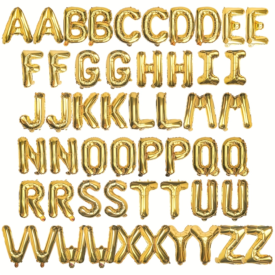 Image of 16inch Happy Birthday Balloon Banner, Golden Balloons Letters, Mylar Foil Birthday Decorations A- Z, Number 0-9 "happy Birthday" Letters