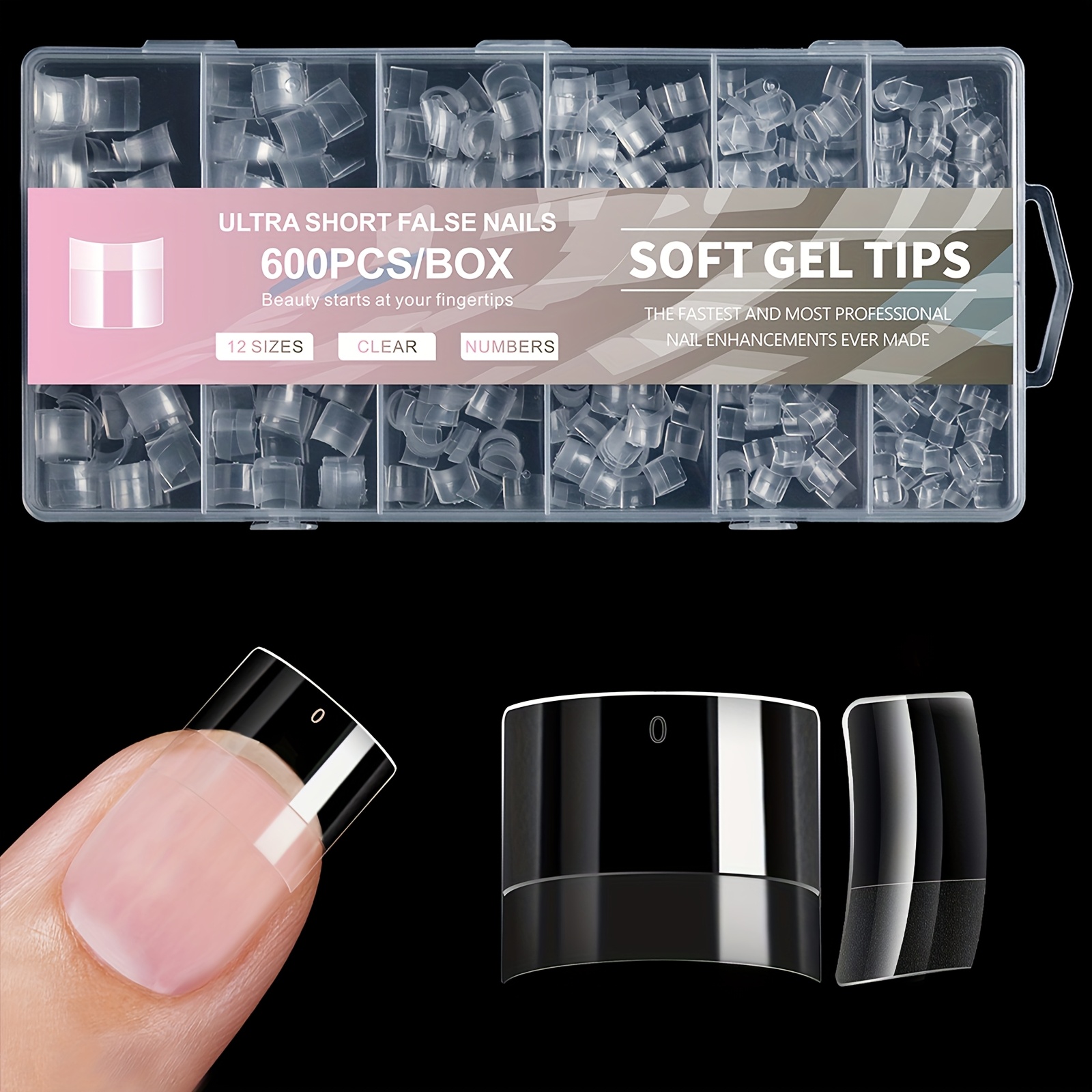E-shop 600 Stück Künstliche Acryl Quadratische Falsche Nagelspitzen Press-On Nägel Maniküre Design