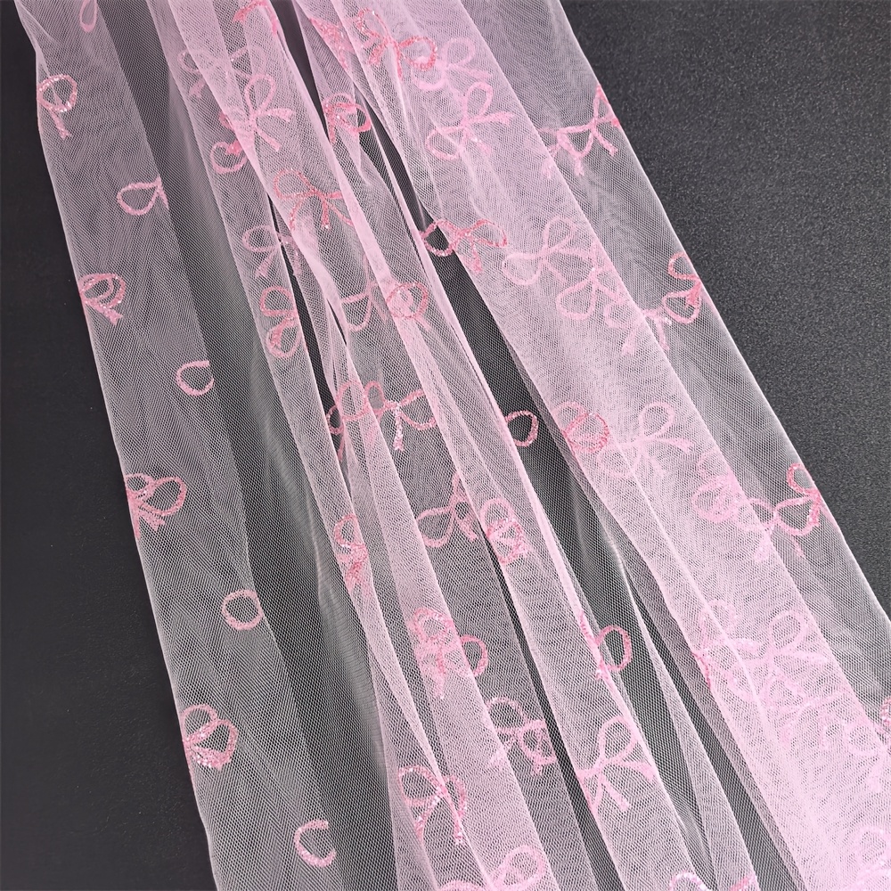 TEMU Vários Tamanhos X 39.4 Polegadas e X Polegadas e X 118.1 Polegadas e 35.8 X 59.1 Polegadas Tecidos de Tule com Malha e Rosa com Glitter, Tecidos