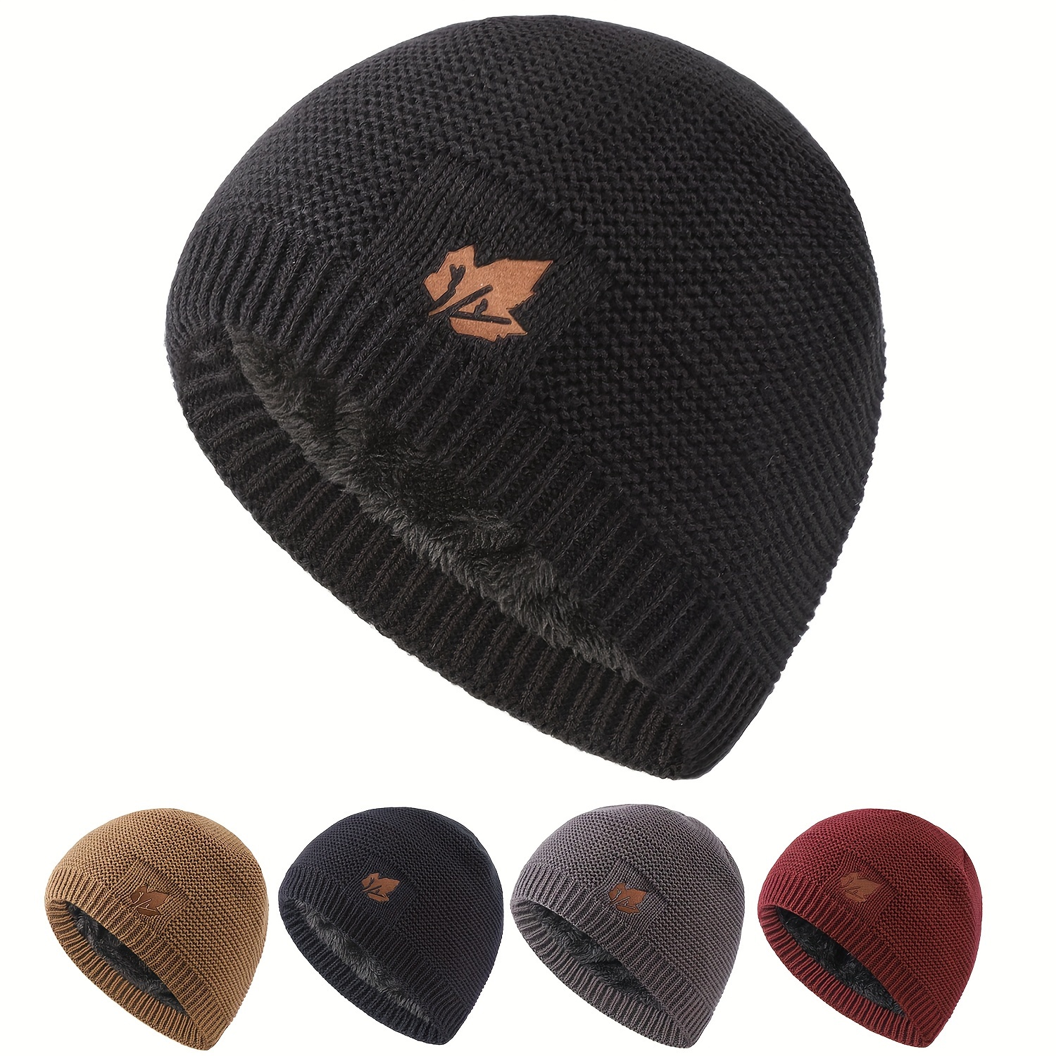 

Fleece-lined Winter Beanie With Maple - Warm, Knit Skull Cap For Outdoor Activities, Skiing & Cycling - Perfect Christmas Gift