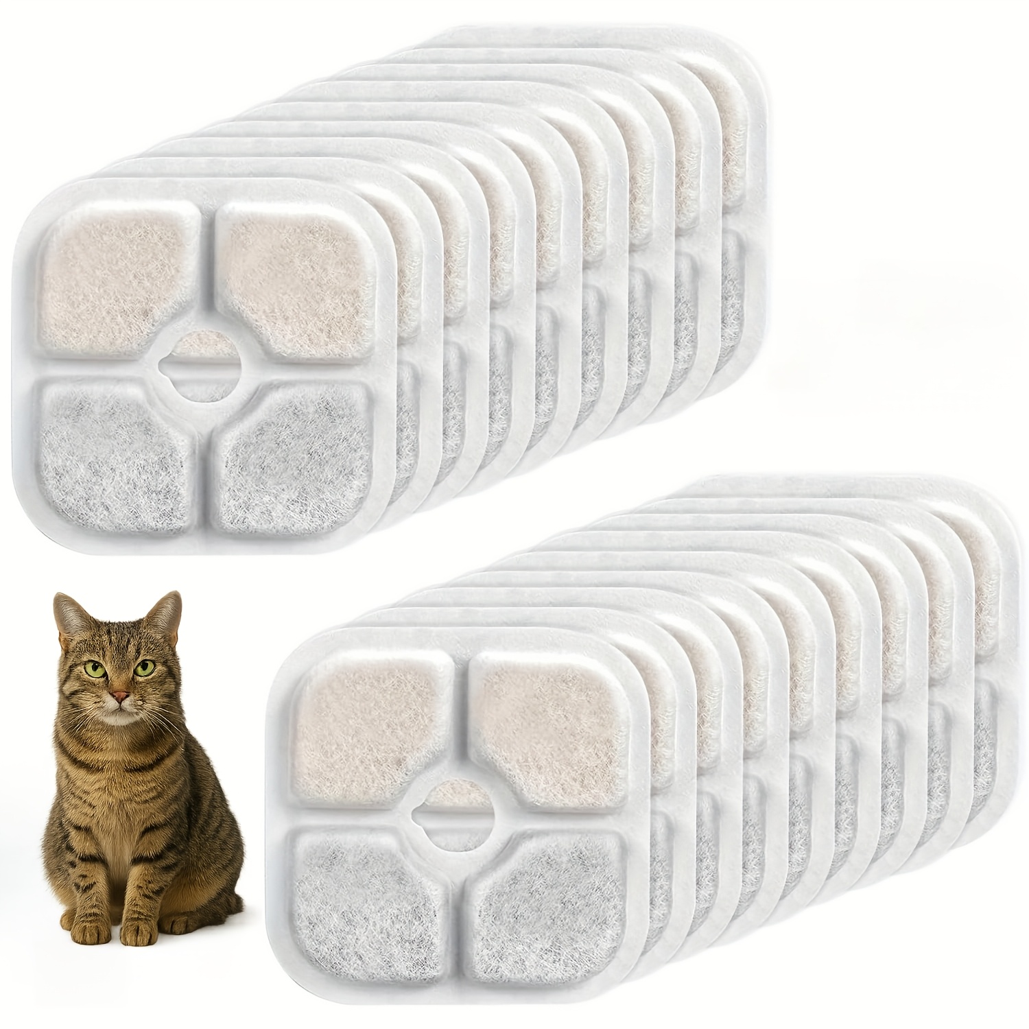 TEMU 18er-Pack Katzenbrunnenfilter - Dreistufige Ersatzfilter mit UV-freier Reinigung, einfach zu austauschende, einzeln verpackte Nachfüllflaschen