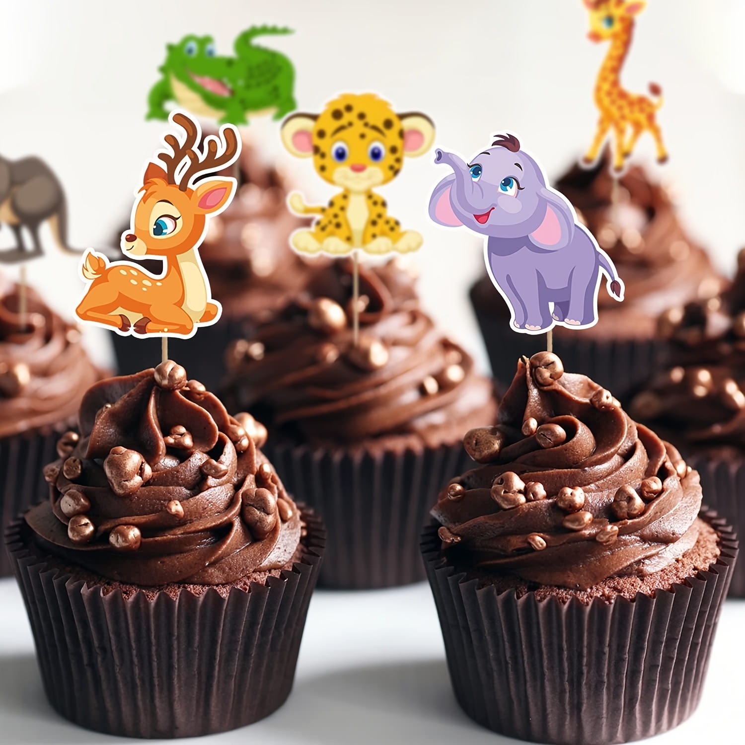 Animal Themed Cupcake Toppers Set - Temu