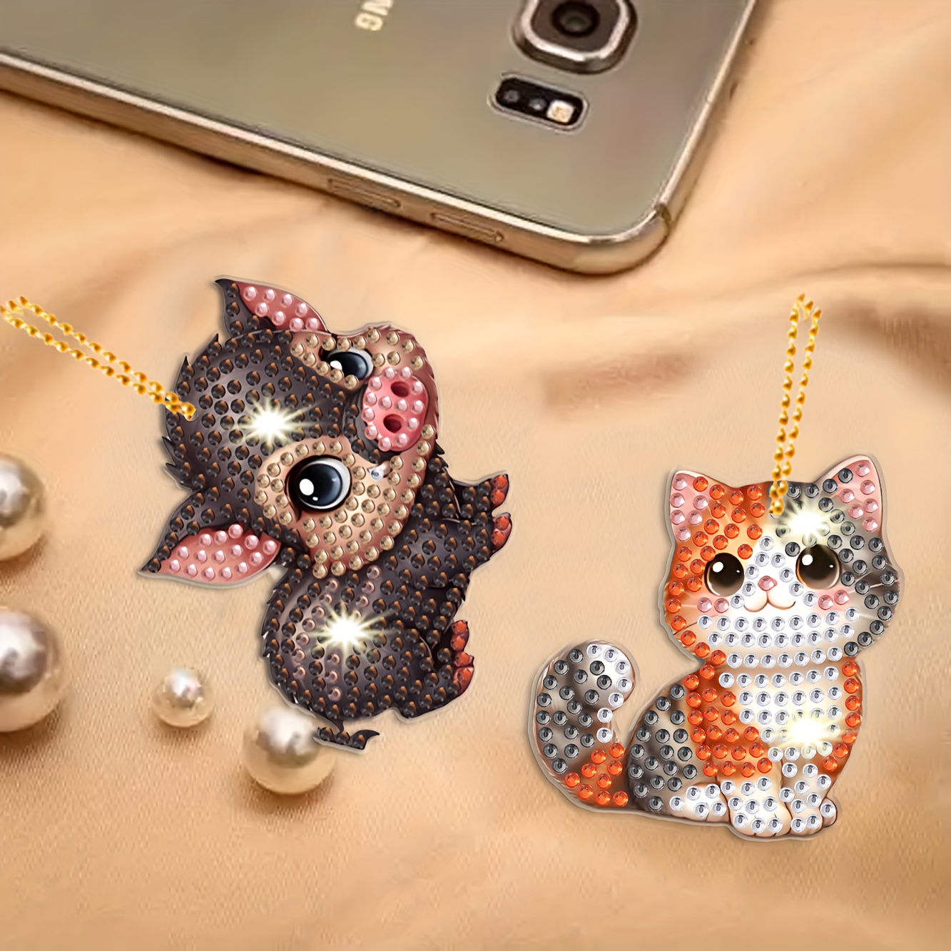 12個】ダイヤモンド キーホルダー 動物 ダイヤモンド アート