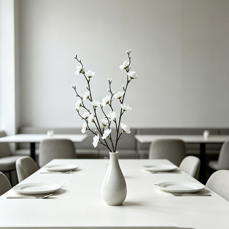 Image of 5pcs Realistic Elegant White Plum Branches - Lifelike Artificial Flowers, Perfect For Home, Office, Wedding, Party Decor, Holiday, Seasonal Events, Tabletop, Restaurant And Garden Arrangements