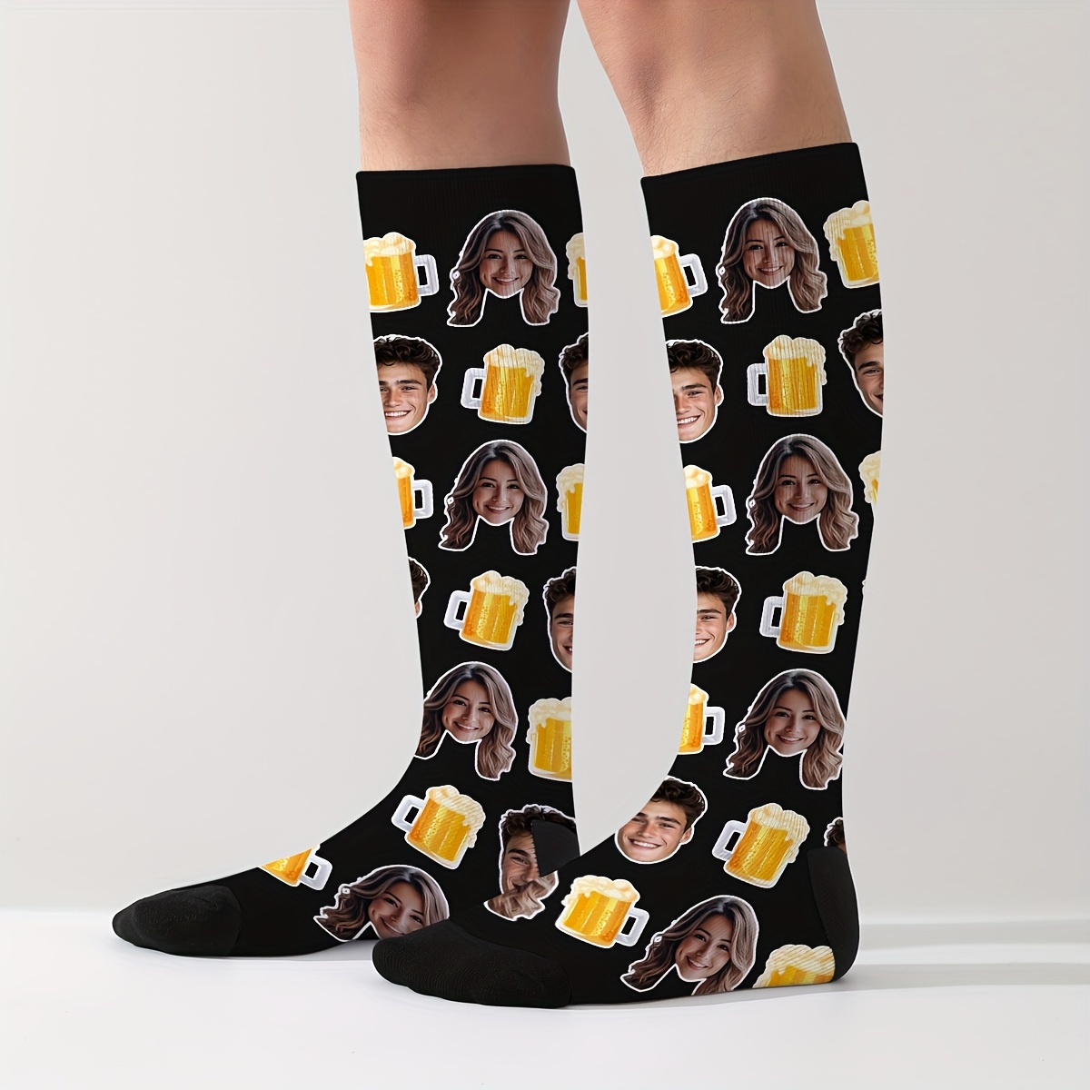 TEMU 1 Paire de Chaussettes de Compression Personnalisées à Compression , Unisexes pour , le Vélo en Extérieur, le Fitness, le Yoga et la des Pieds,