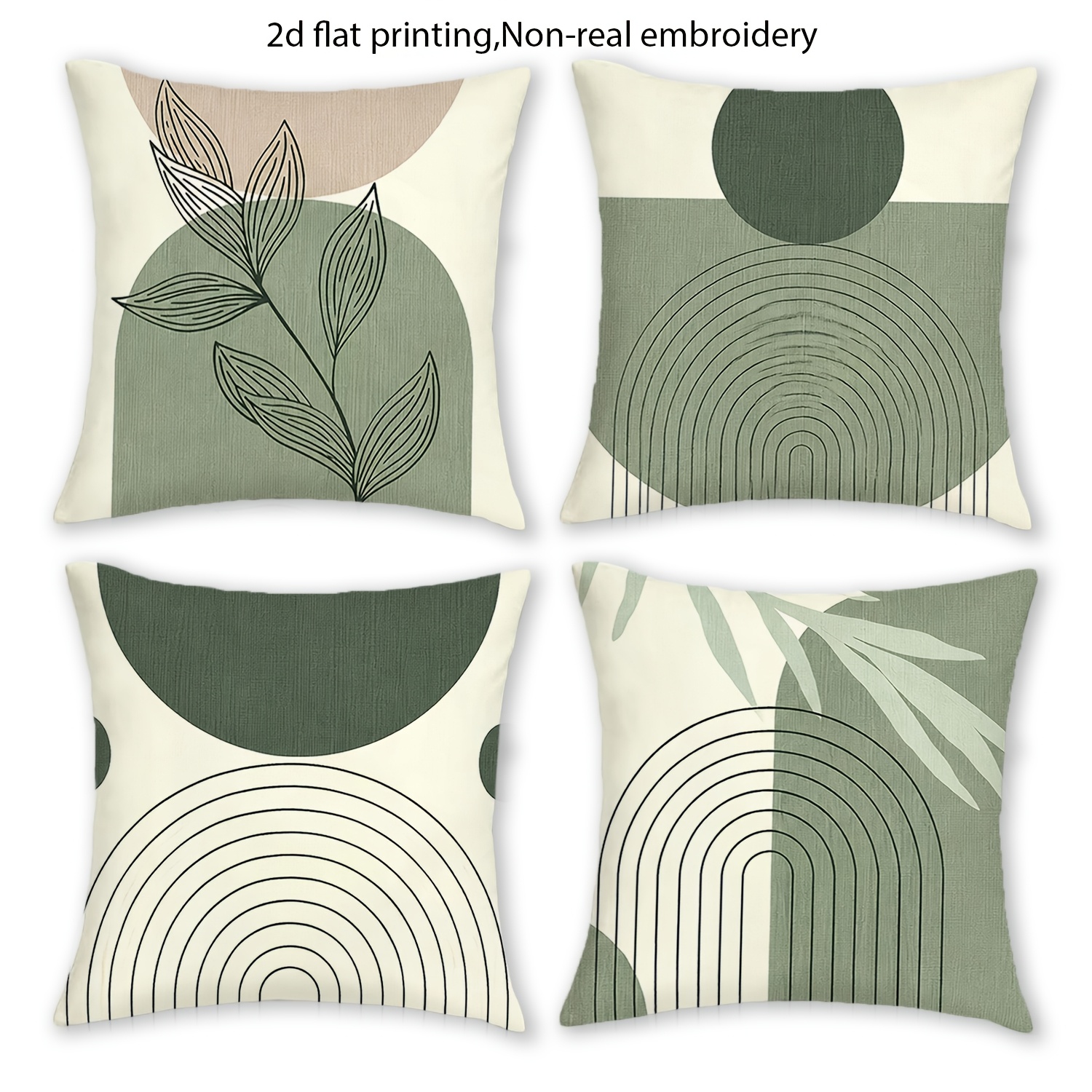 TEMU Set federe, stampa con linee di piante color verde Morandi, cuscini decorativi minimalisti in astratto per la casa, copricuscini regalo per ,