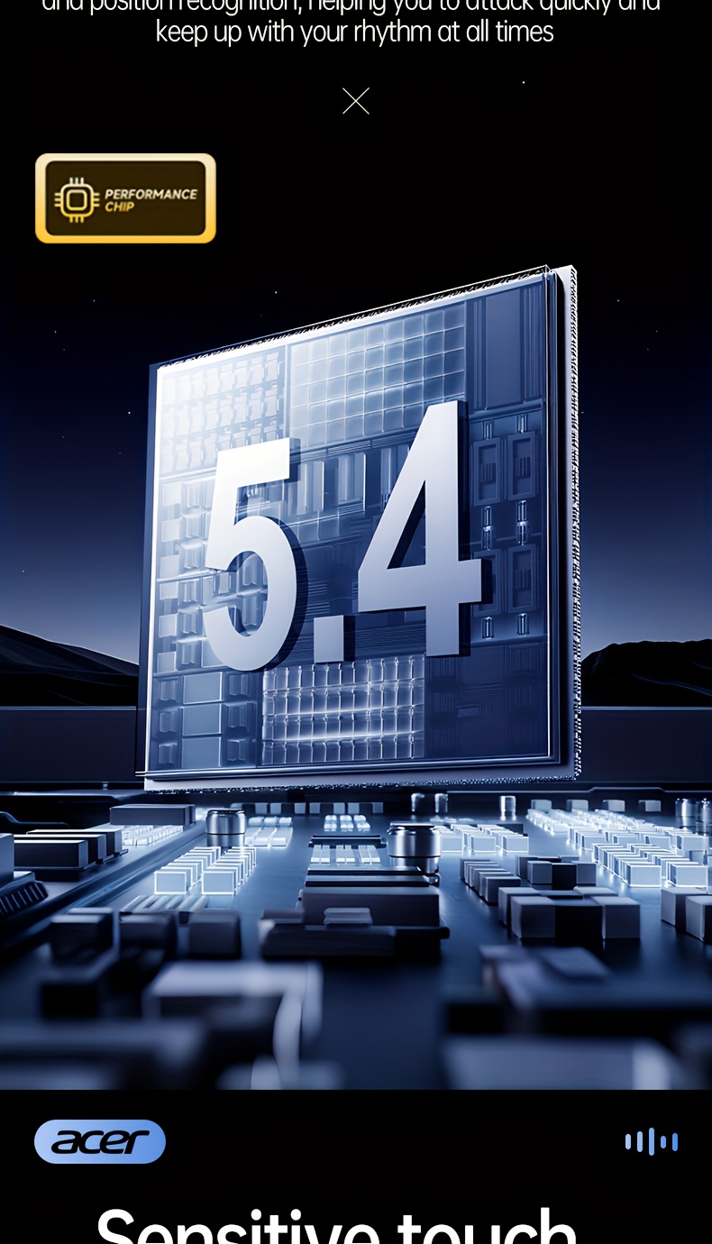 ACER TWS Wireless Earbuds with Deep Noise Reduction - 50h Long Standby, Low Latency, HIFI Stereo Sound, Touch Control, Rechargeable Lithium Battery, Ideal for Running & Sports, Sports Headphones|Ergonomic Design|Durable Plastic