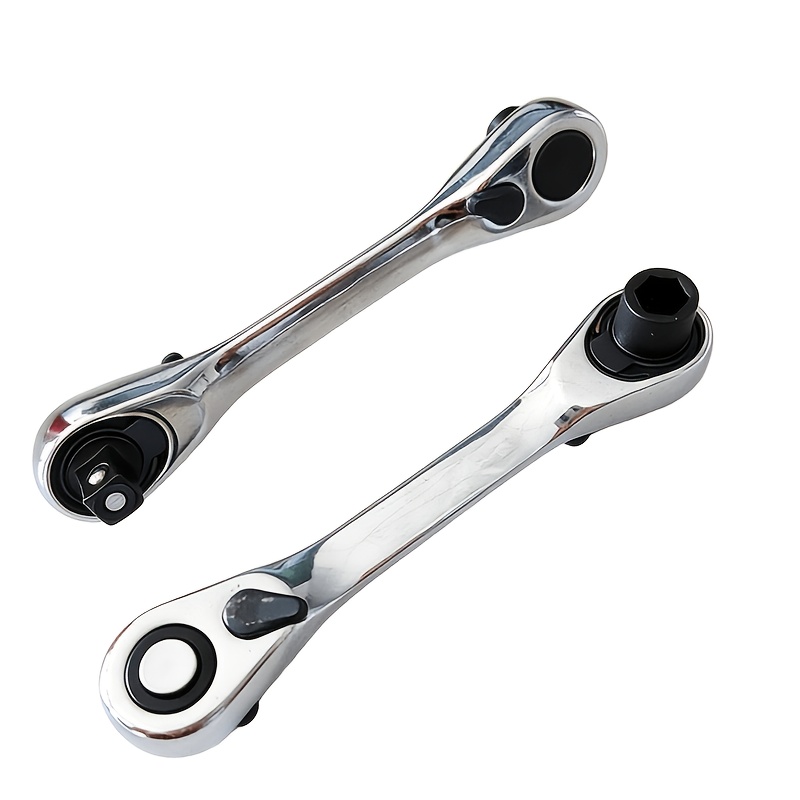 TEMU 2pcs Mini Ratchet Wrench Set With 72 Teeth, Suitable For 1/4" Drive Sockets, Adjustable Double-headed Socket Wrench, Car Mini Repair Tool