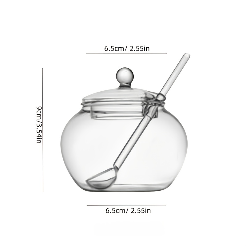 TEMU Transparent Glass With Lid And Spoon, Salt Shaker, Honey Jar, Milk Powder Container, Glass Tea Caddy, Suitable For Storing Sugar, Salt, , Dried