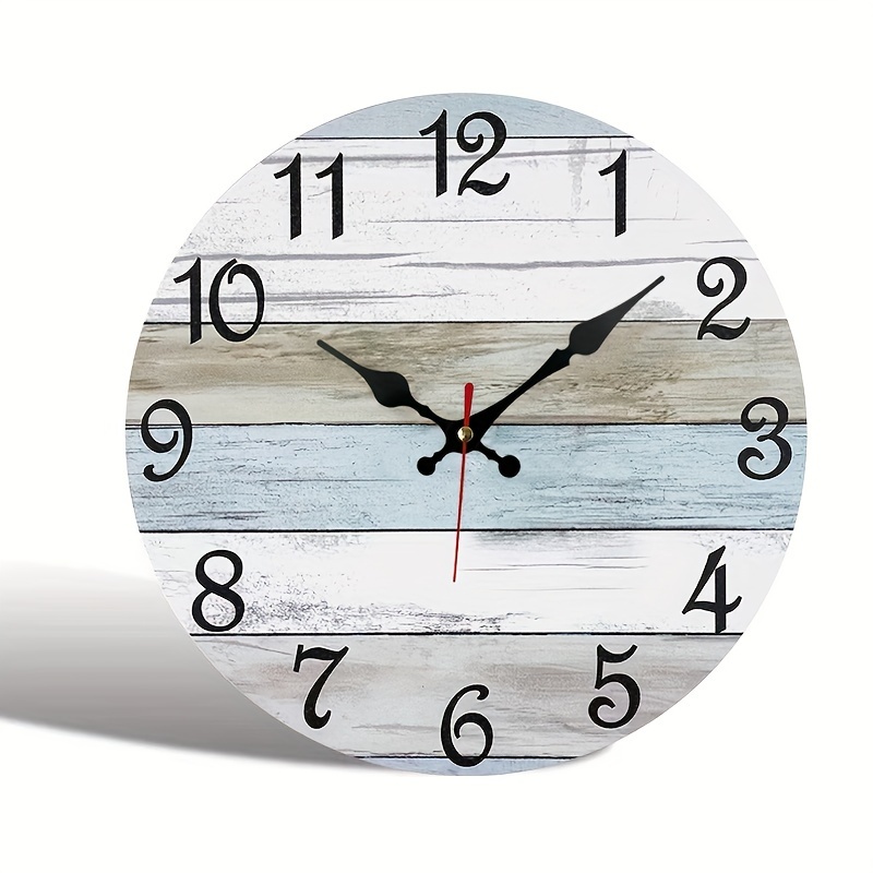 

1pc Rustic Farmhouse Silent Wall Clock, 12-inch Wooden Country Style Decorative Timepiece For Bathroom, Kitchen, Bedroom, Living Room, Festival Home Decor - Aa Battery Operated (not Included)