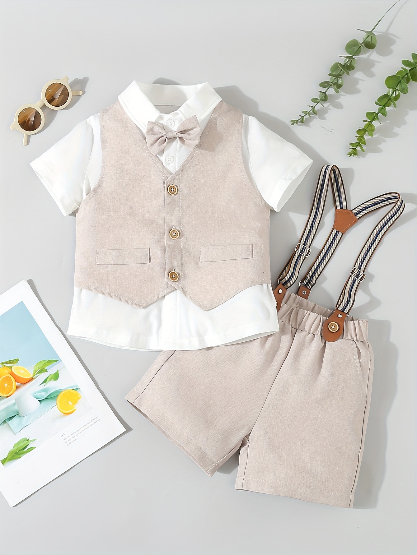 piece suit boys including a vest a short sleeve - Temu