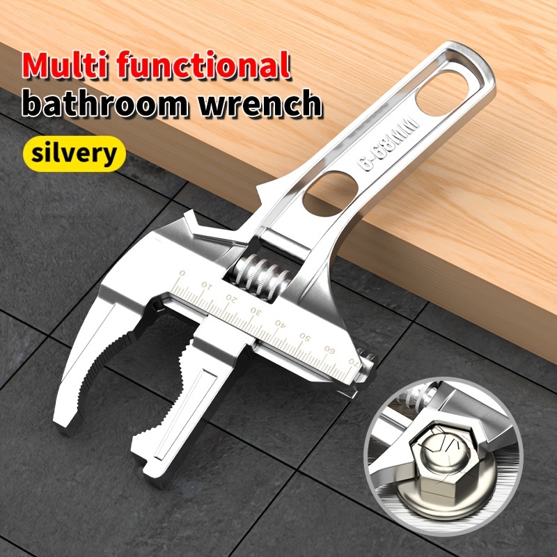 TEMU Bathroom Wrench Tool Multifunctional Short Handle Large Opening Maintenance Wrench Sewer Wrench