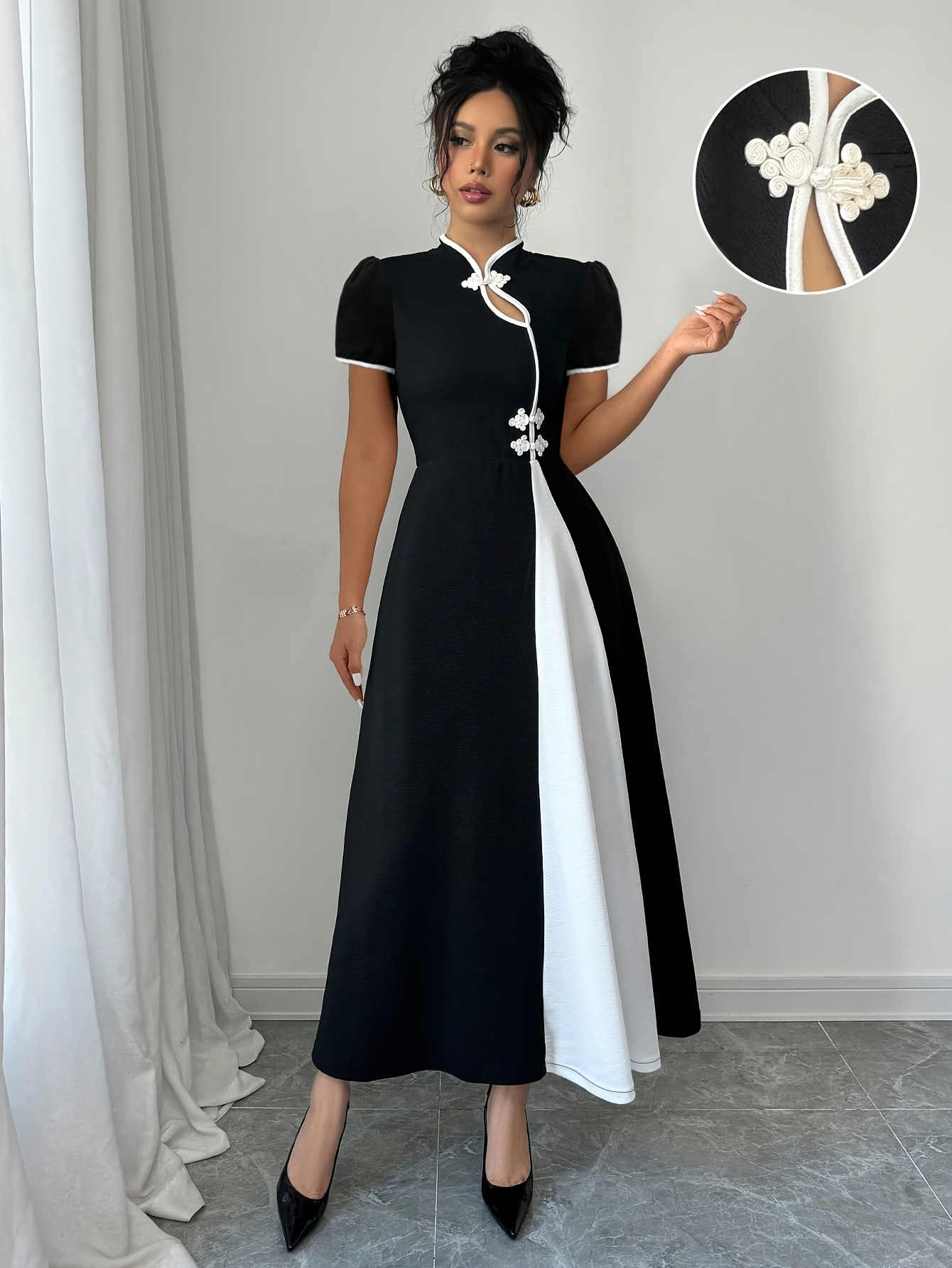 white christmas dresses Formal Fitted Dress With White Collar main image 1