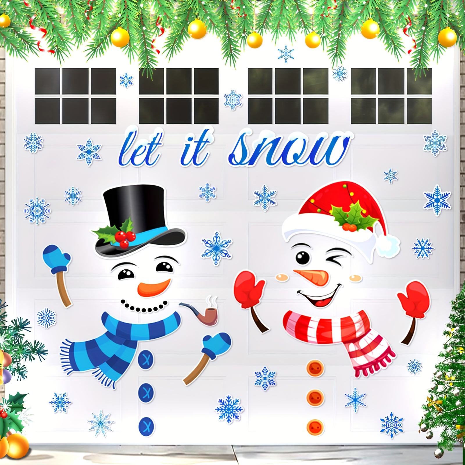 

Garage Door Christmas Decorations Magnets, Snowman Snowflake Magnetic Christmas Decor Set, Refrigerator Decal Stickers Decorations For Garage Door Banner Holiday Party Home Decorations Supplies