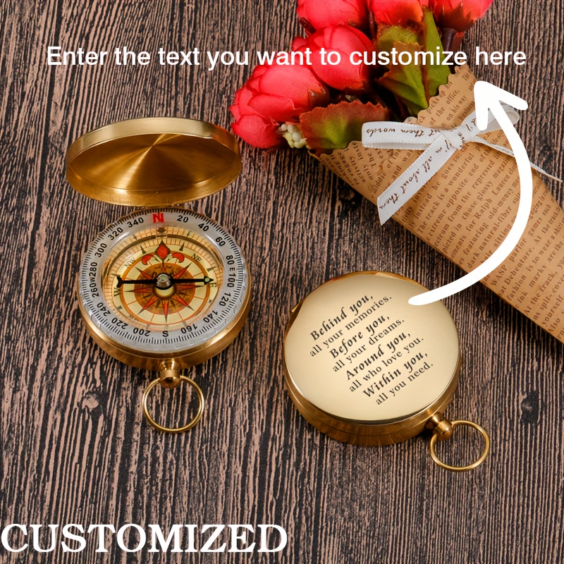 TEMU Personalized Engraved Compass With Name & Date - Compass For Graduation, Anniversary, Valentines Gift - Motivational For Groomsmen, Outdoor