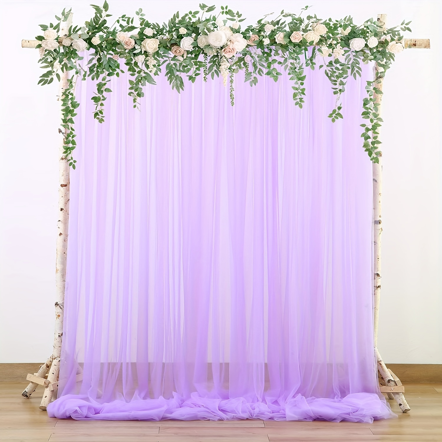 

Elegant Purple Tulle Sheer Curtain 197" " - Wedding Arches, Birthday Parties & More - Fabric Backdrop For Ceremonies, Swings, And Decor