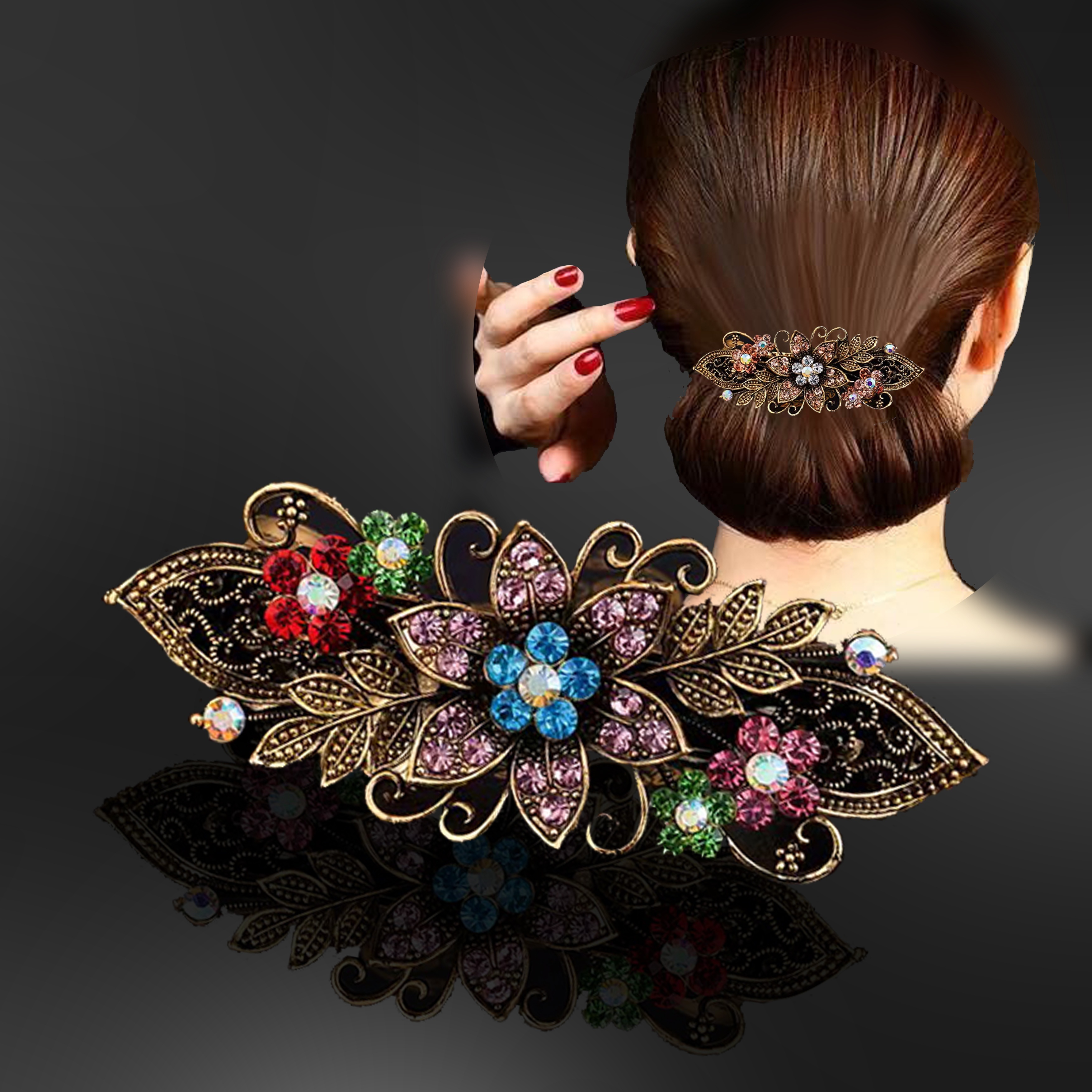 

Vintage Sparkling Rhinestone Bowknot Hair Clip Baroque Style Hair Barrette Stylish Hair Accessories For Women And Daily Uses