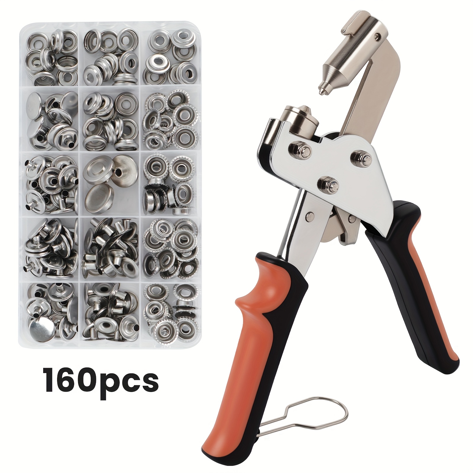 TEMU Heavy-duty Snap Fastener Tool Kit With Snap Pliers (160pcs Set) For Boat Covers, Canvas, Sewing Projects, Tarpaulins & Leather Snap Installation