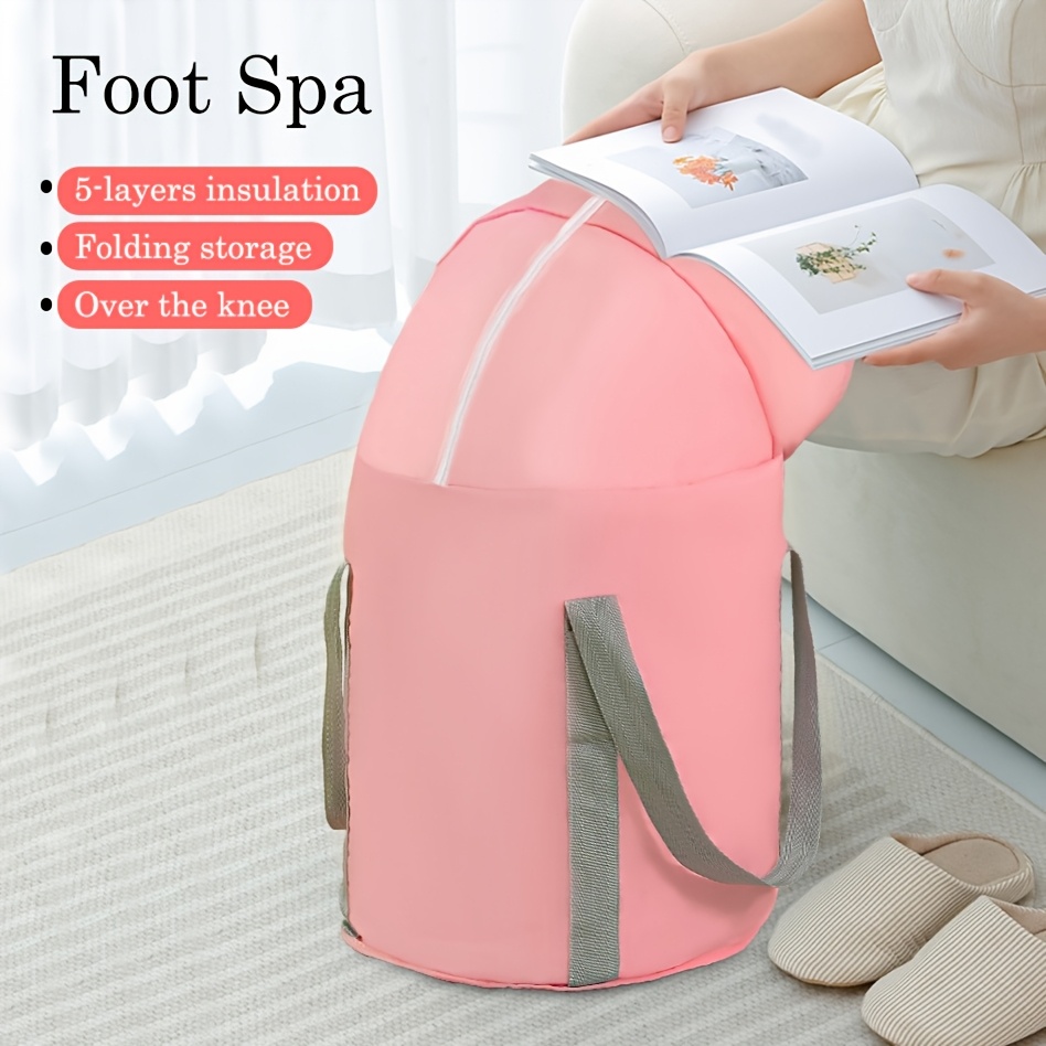 

[1pc Portable Foldable Foot Soaking Bucket] Oversized Aluminum Foil Insulated Foot Soaking Bucket, Knee-high, Foot Bucket, Portable Foldable Travel Foot Soaking Bucket, Lightweight Home Water Bucket.