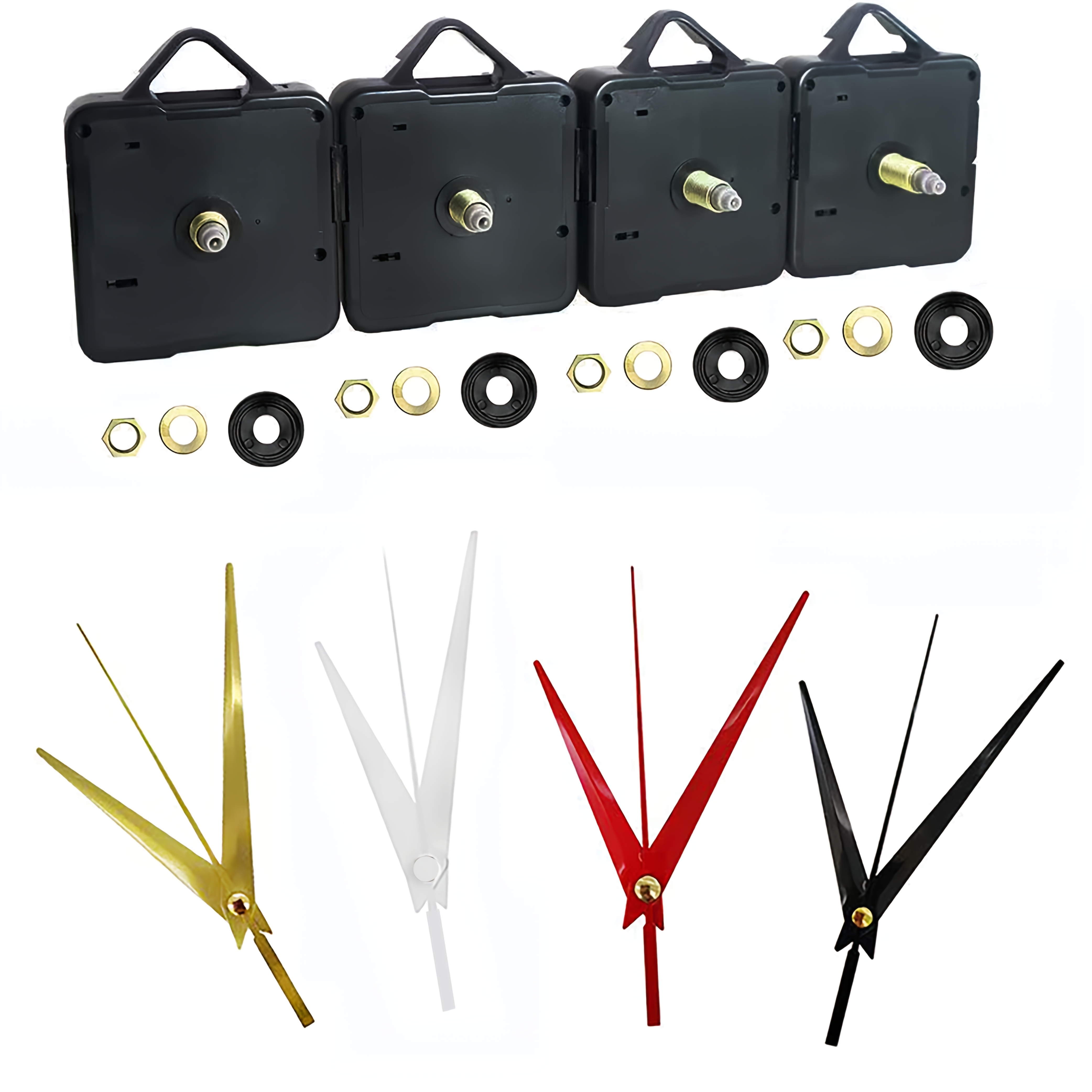 TEMU Kit de bricolage créatif pour horloge, 4 pièces, ensemble d'horloges à quartz silencieuses, inclut 2 tiges de 16 mm et 2 tiges de 20 mm, avec 4