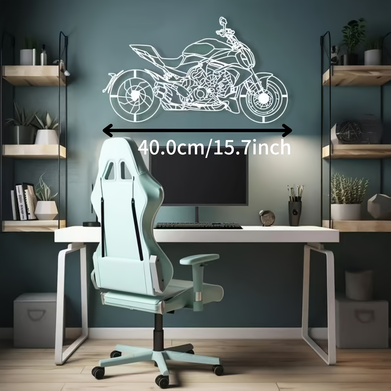 TEMU 1pc Of Black And Silvery Metal Motorcycle Decor, A Gift For Motorcycle Enthusiasts, Suitable For Men, Sports Motorcycle Wall Decoration, Garage