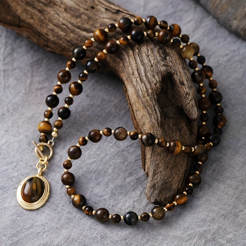 TEMU Natural Stone New Arrival: Autumn-winter Exquisite Eye Pendant Necklace - Embrace Bohemian Chic With Natural Gemstone . Ideal For Cozy Winter