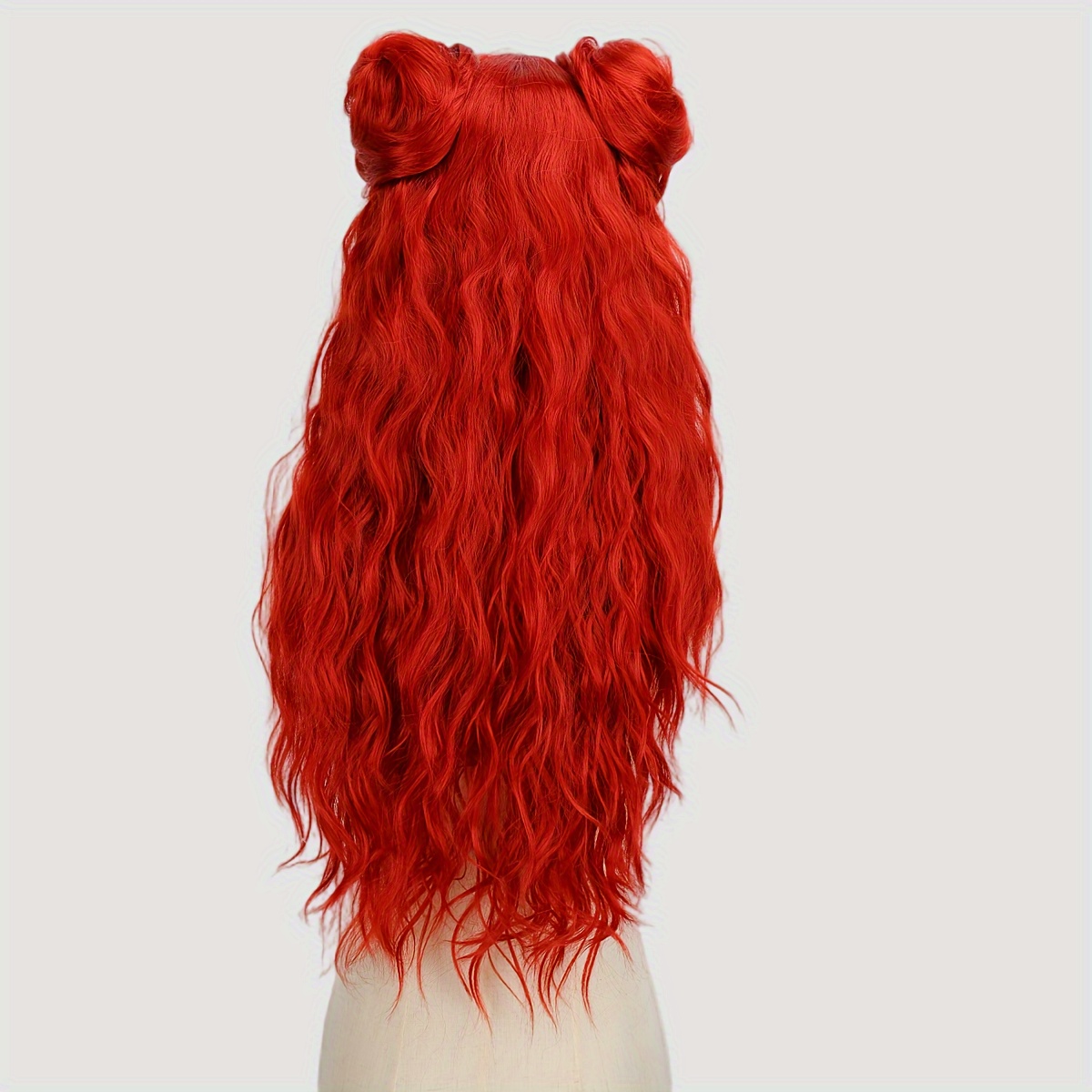 Perruque rousse ondulée - 28 pouces - 71 cm - en fibre haute température
