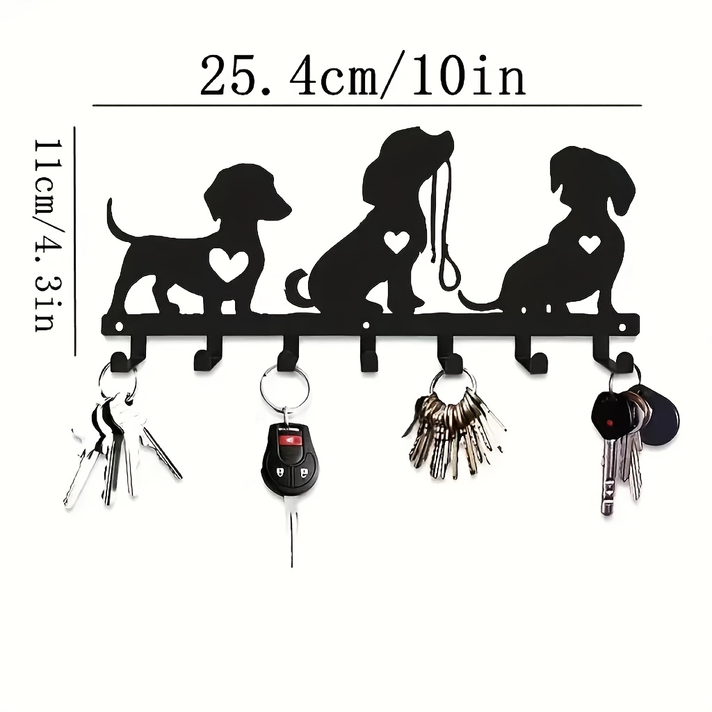 Image of 1-pack Modern Metal Key Rack Design - Wall Mounted Hat And Coat Rack, Multifunctional Storage For Keys, , Space-saving Home Decor, Key Hanger Wall, Suitable As A Gift For Who Like Puppies