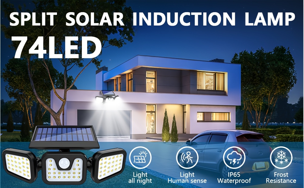 2pcs Polyhedral Lighting Wall Lights Three Sided Luminescence Solar Outdoor Lights High-Power Outdoor Motion Sensor Light Outdoor Solar Lights 300° Wide Angle Floodlight Outdoor Security Light for Patio, Garden, Yard