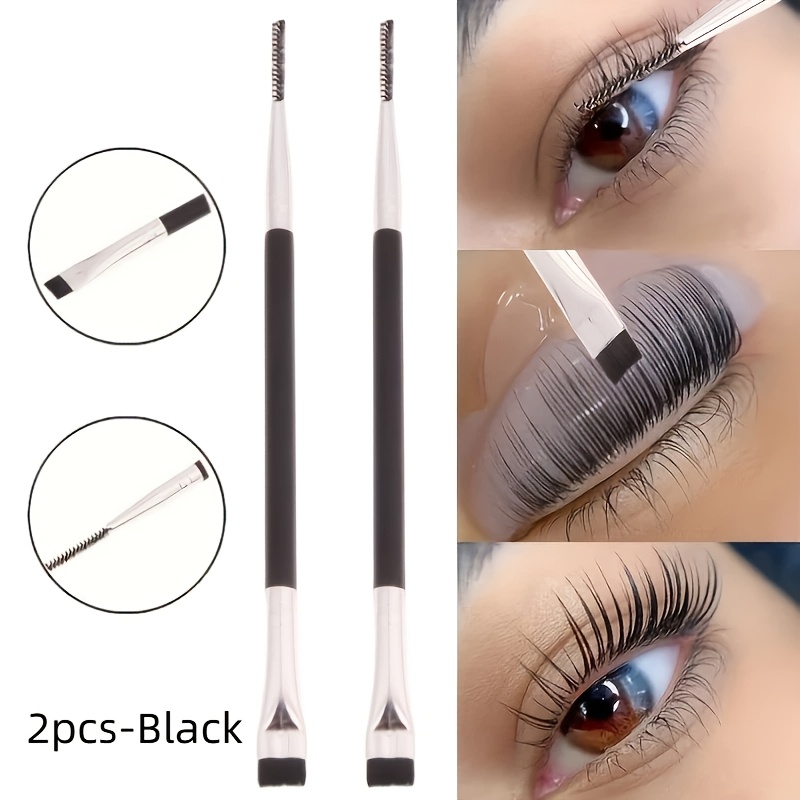 TEMU Brosse de lifting et de permanente pour cils à double tête - Recourbe-cils et brosse à sourcils 2-en-1, toilettage à domicile et en déplacement,