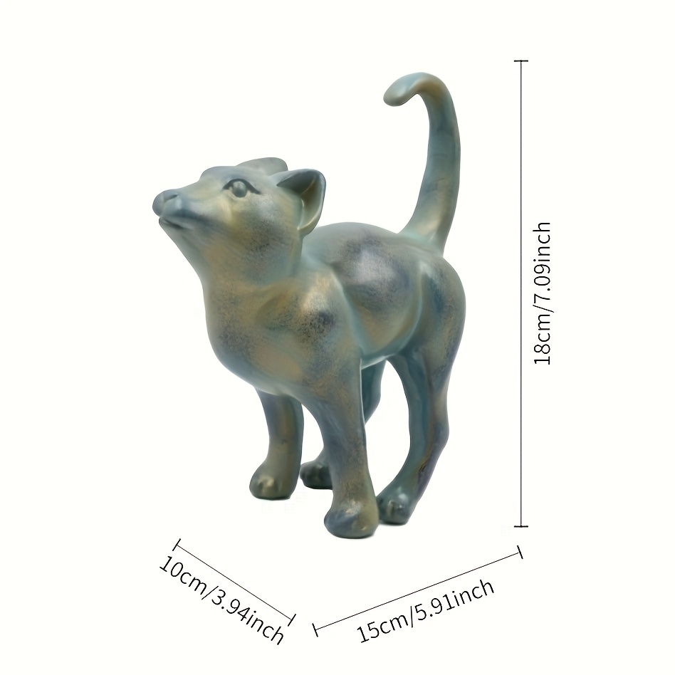 Image of Bronze Resin Cat Statue- Realistic Outdoor Garden Statue With Lifelike Details, No Power Required, Perfect For Yard And Patio Decoration, Cat Statue