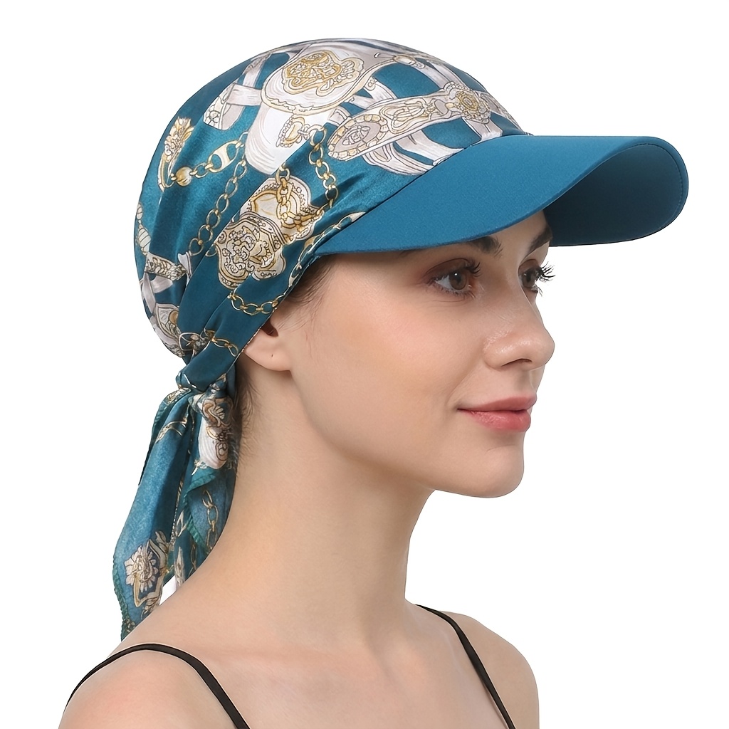 TEMU Cappellino da baseball con visiera e foulard in raso con stampa Paisley, cappello foulard, cappello da sole da viaggio per esterni