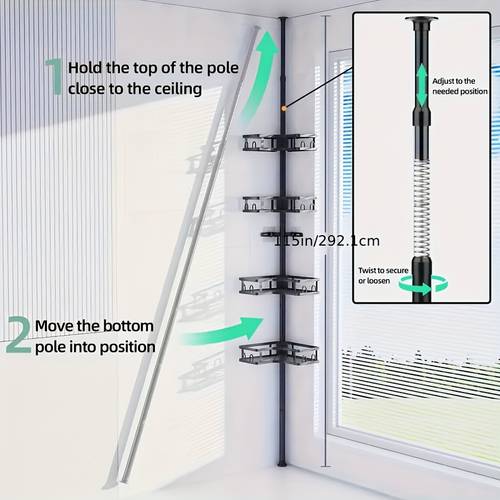 corner shower caddy tension pole 4 tier adjustable shower organizer corner 62 115 inch bathroom corner shower shelves for bathtub storage