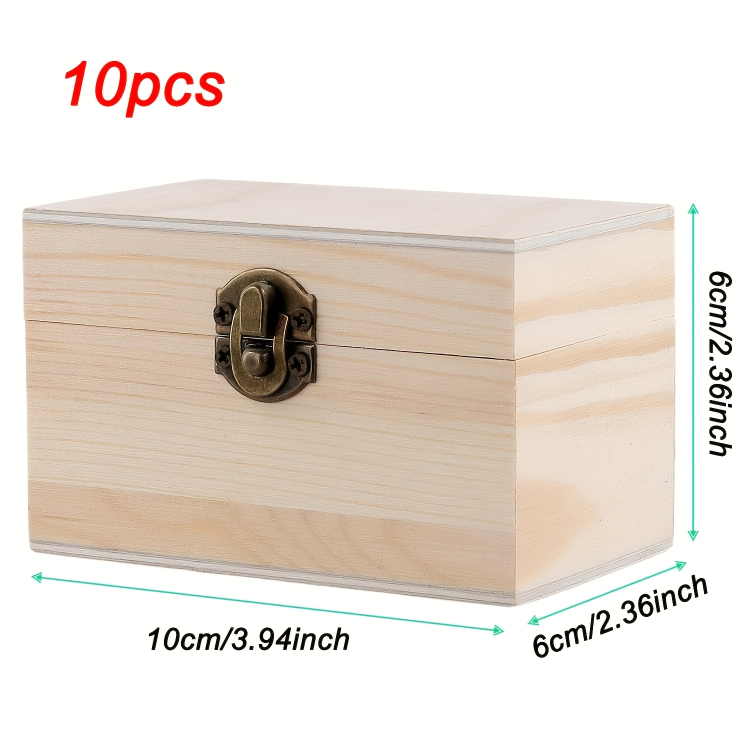 TEMU 10 piezas de cajas de joyería de madera de 3.94x2.36x2.36 pulgadas con con bisagras, cajas de madera para manualidades, almacenamiento de joyas,
