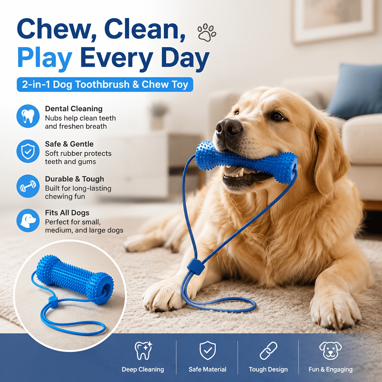 pet   and chew stick chew resistant dog teeth brush for cleaning   tied to dogs mouth to help   prevent scratching dog   stick dental cleaning and brushing in one suitable for small to large dogs Product details 9