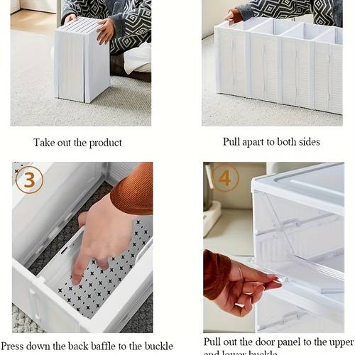 1pc 1/3/6-layer Foldable Household Shoe Box, Folding Dust-proof Clothing Shoe Bag Snack Storage Box, Combination Shoe Cabinet Folding Shoe Box, Ideal Home Supplies