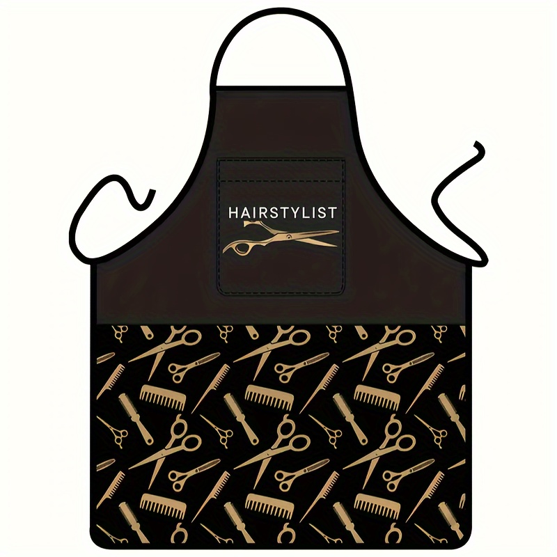 

Large Professional Hairdresser Apron - Waterproof Polyester With Scissors Print For Chefs, Barbers & Gardeners