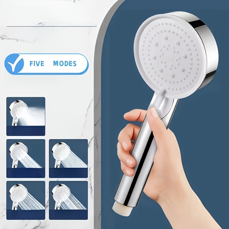 Silvery 5-Speed Multifunctional Shower Booster Showerhead