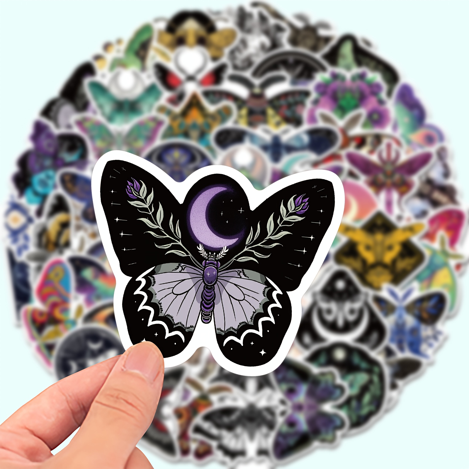 

50pcs Moon & Moth Vinyl Stickers - Laptops, Water Bottles, Skateboards & More | Ideal Holiday Or Gift