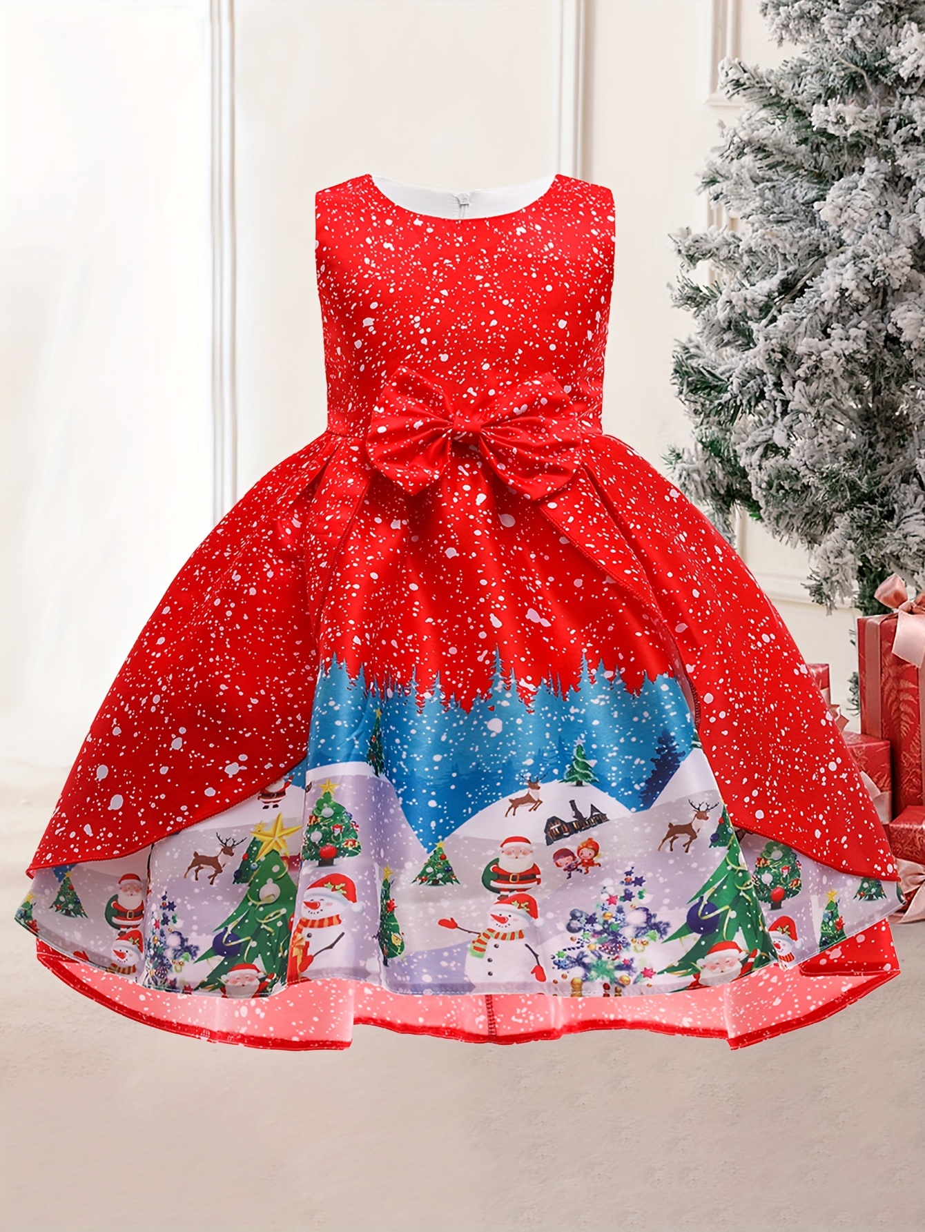 white christmas dresses Kids Dresses For Girls Winter Knitted Sweater Girl Dress Christmas Par –  Noel Validate main image 0
