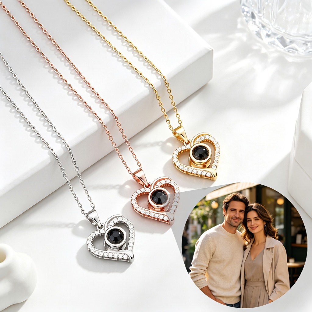 Custom Photo Projection Heart Necklace — Unique Gift for All Occasions