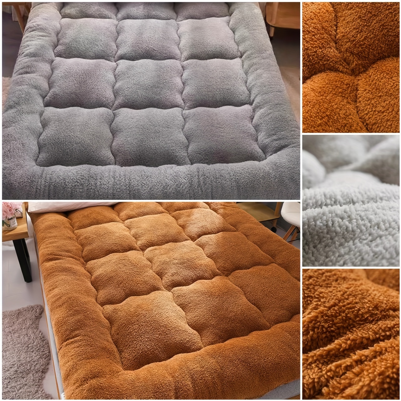 1pc of silvery gray lamb fleece   and with solid color lining inside its suitable for use in autumn and winter   in bedrooms and on   its a gift a warm fleece mattress details 1