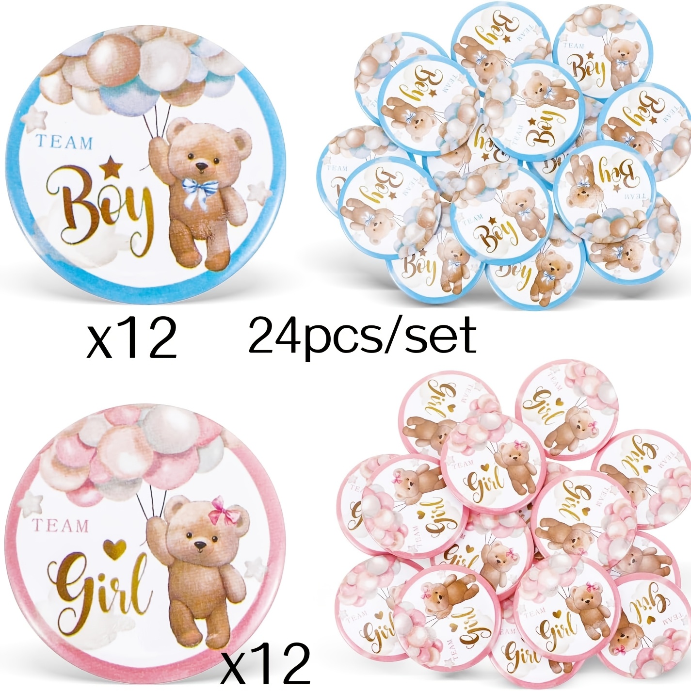 TEMU Gender Reveal Party Supplies Suitable For Baby Shower - Badges With Plastic / Decorations, Gender Reveal Games, Baby Shower Decor For Christmas,